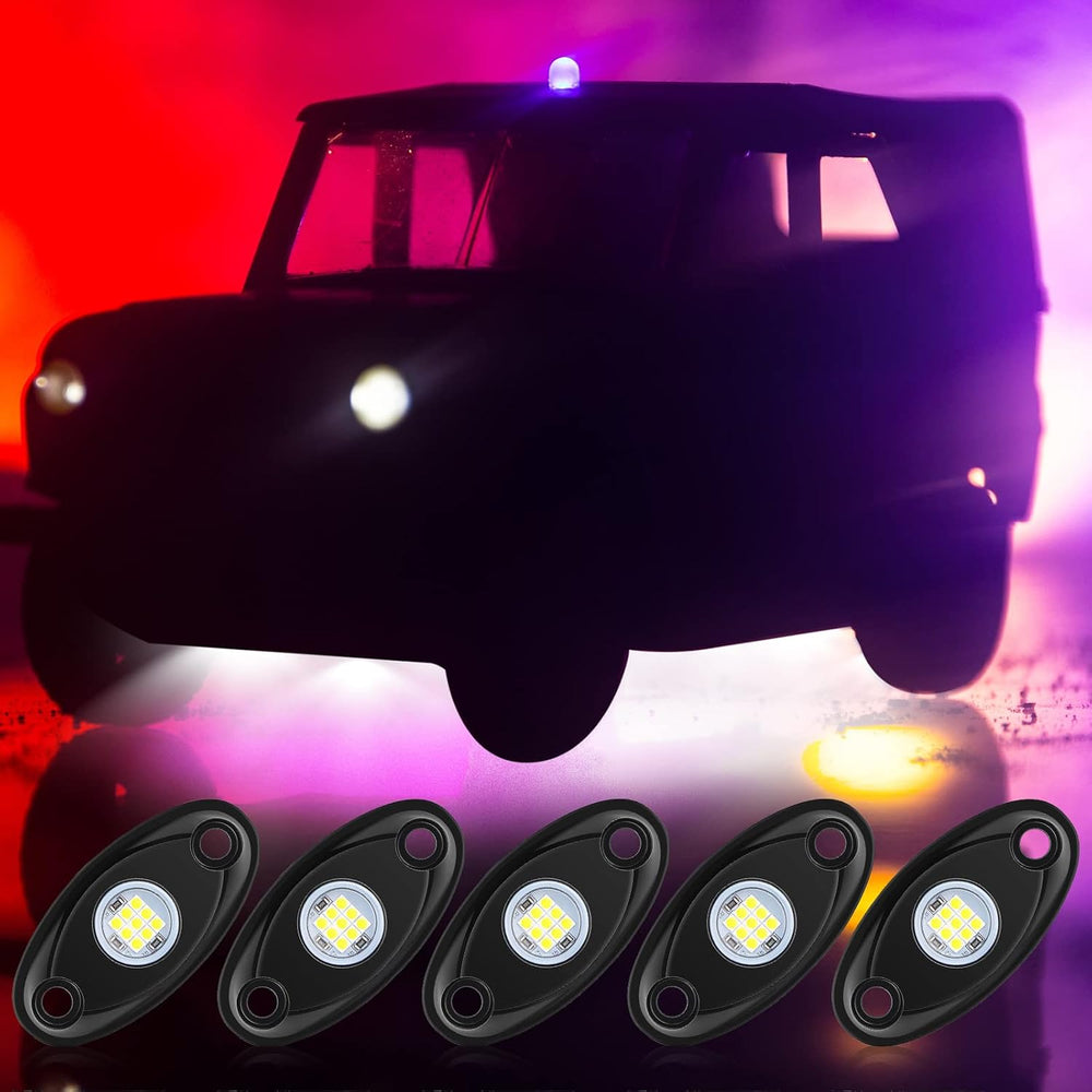 Macarrie 12 Pods Rock LED Lights Waterproof Neon Underglow Trail Rig Lamp Lig...