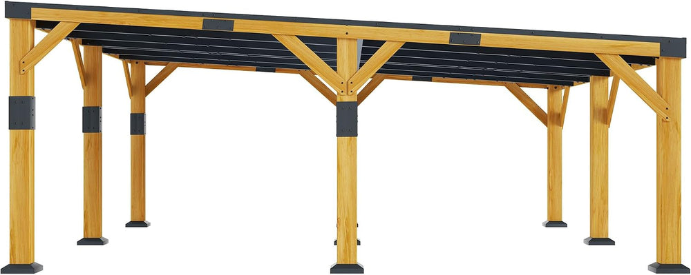 Jocisland 20x20x9.2 FT Heavy Duty Cedar Wood Carport for 2 Cars