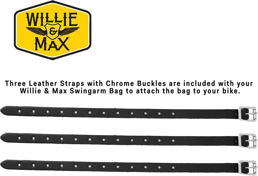 Black Leather Motorcycle Swingarm Bag For Sportsters/Dual Shock Models - Matt...
