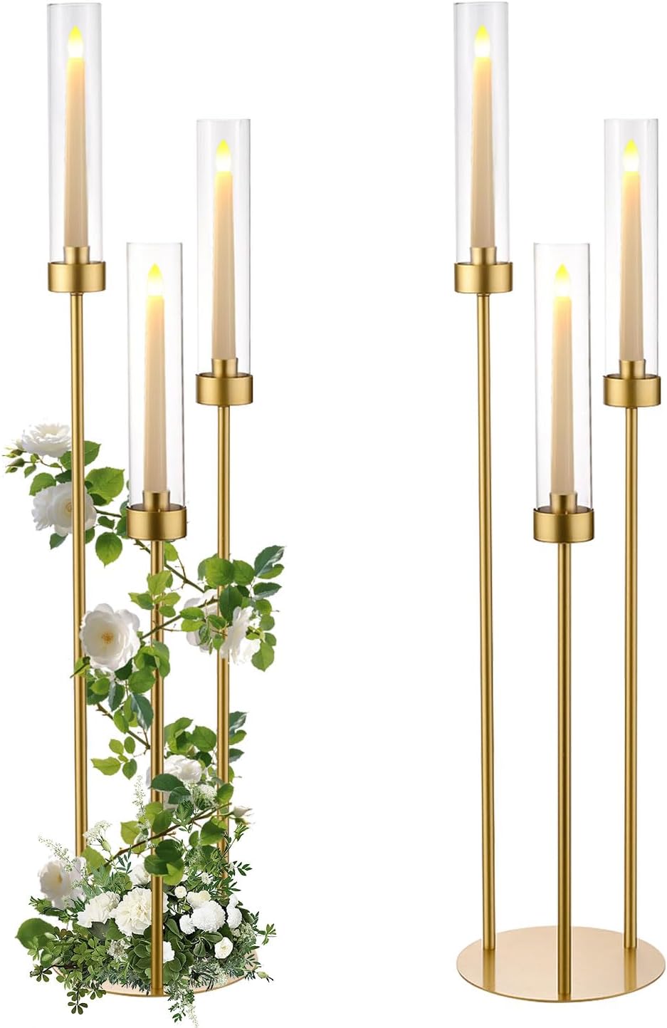 2pcs Gold Candelabra for Table Centerpieces, 33.8'' Tall 3 Arm Candle...
