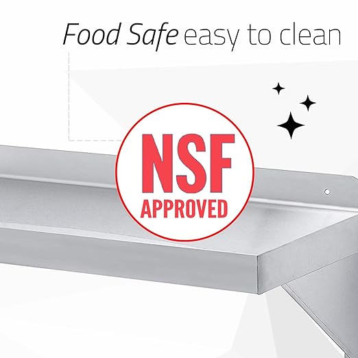 DuraSteel Stainless Steel Wall Mount Shelf 24" Wide x 14" Deep Comm...