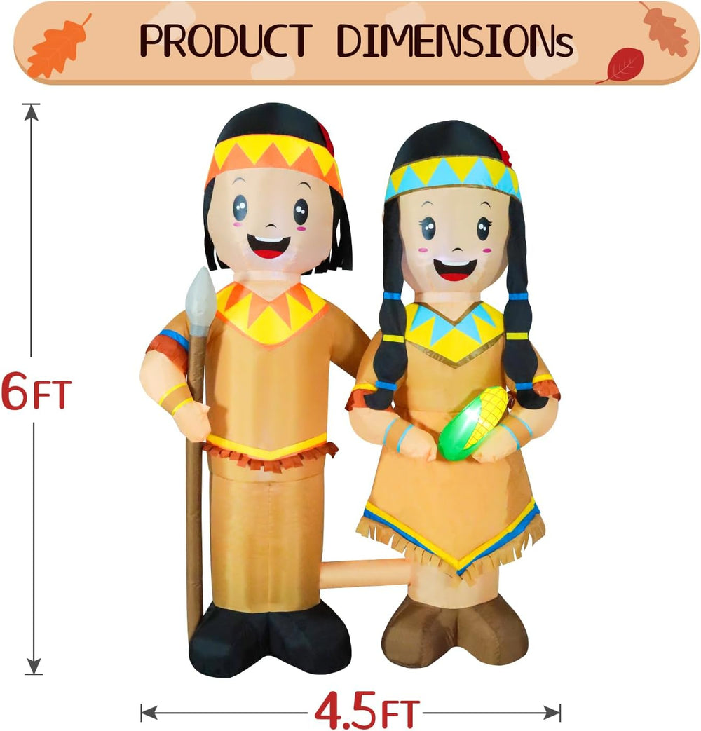 DomKom 6FT Large Inflatable Native American Indian Lawn Decoration โ Outdoor ...