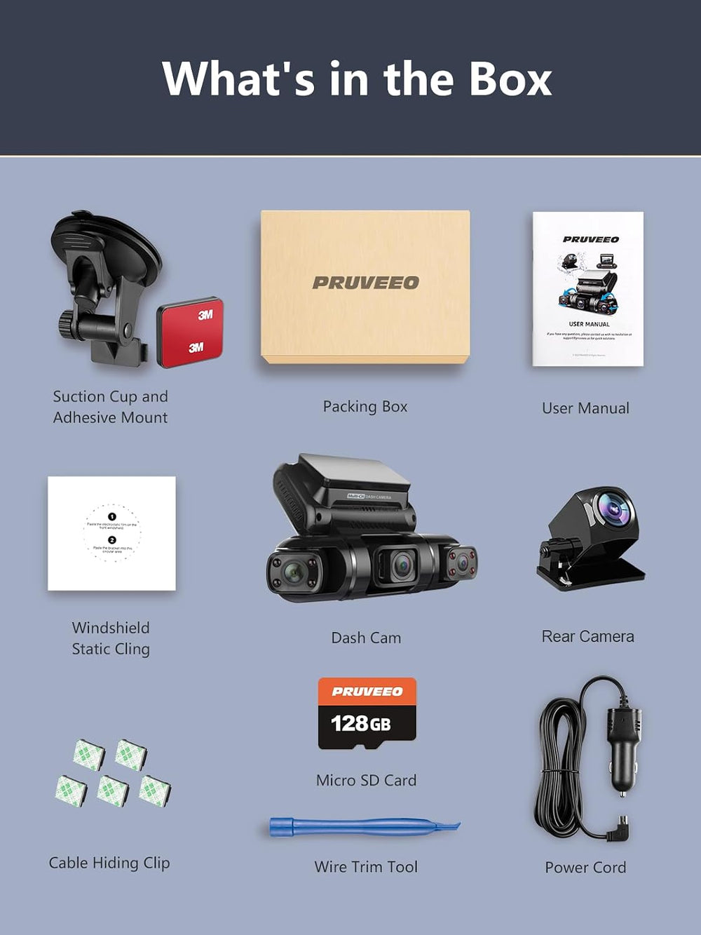 PRUVEEO 360° 4 Channel Dash Cam Front and Rear Inside Left Right, Dash Camera...