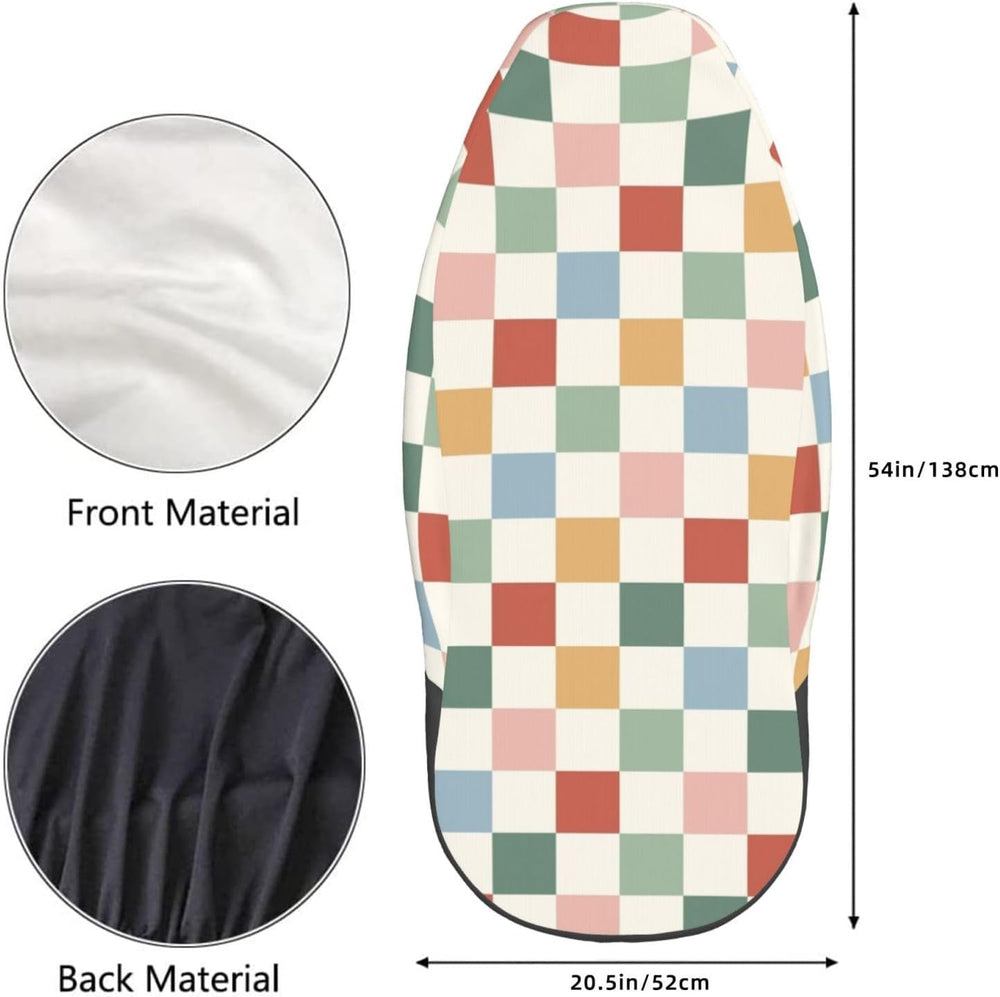 Rainbow Checkerboard Retro Car Seat Covers Universal 2 Pcs Auto Front Seat Co...