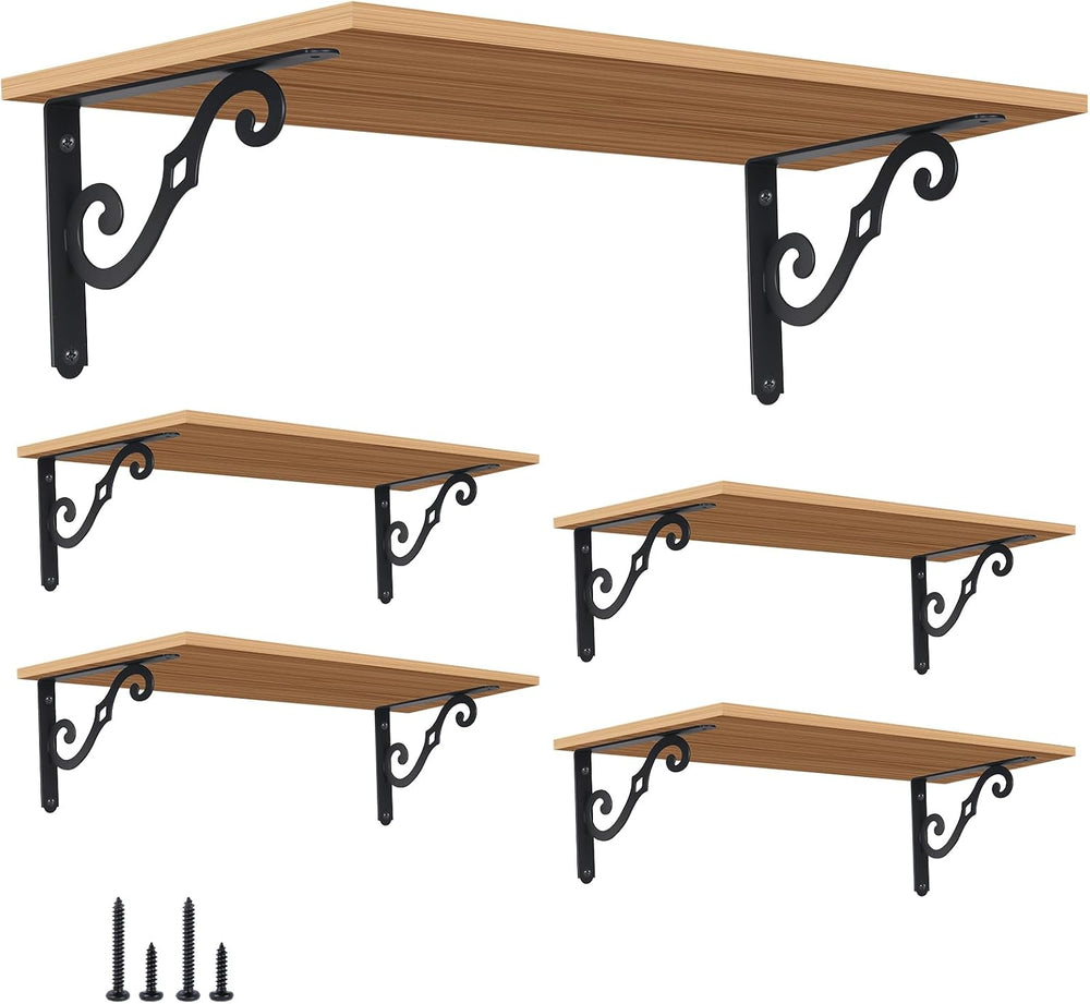 HOME MASTER HARDWARE Decorative Shelf Brackets, 8x5.5 inch, Black, 10 Pack