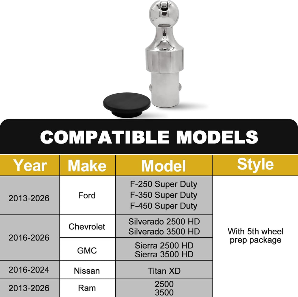 2-5/16 Inch Puck System Gooseneck Hitch Ball, Compatible with 2013-2026 Ford ...