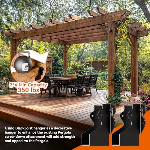 50 Pcs 2x4 Joist Hangers Black,18 Gauge Face Mount Joist Hangers 2x4 Deck, Ra...