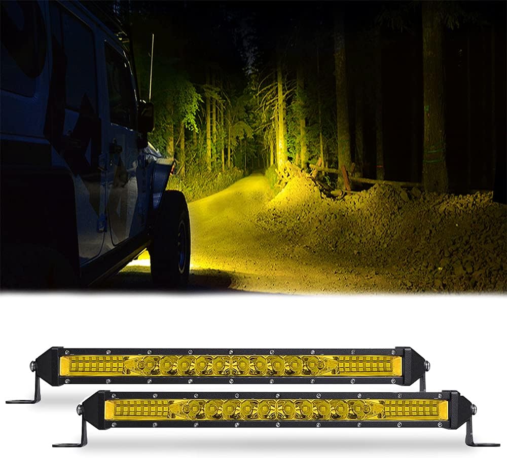 SAMMAN 10Inch LED Light Bar 78W Yellow Spot Flood Combo Beam Driving Off Road...