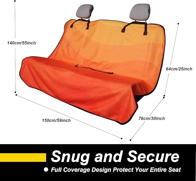 Back Seat Cover for Car Trucks Van SUV, Waterproof Rear Bench Towel Seat Covers