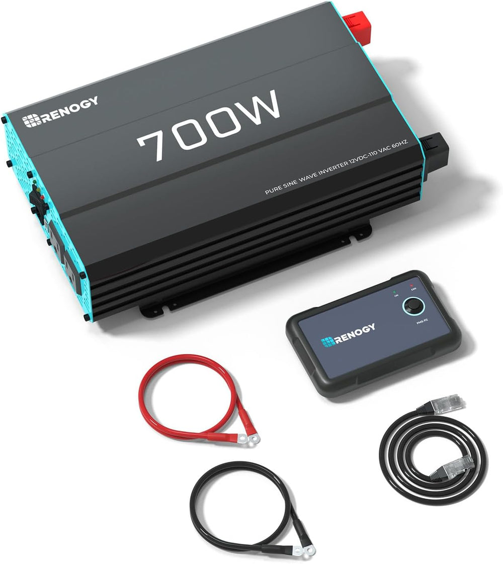 Renogy Inverter P2 700W Pure Sine Wave Inverter 12V DC to 120V AC, Off-Grid