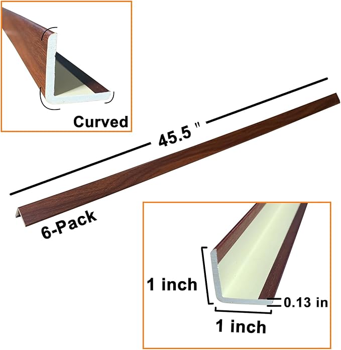 Wall Corner Protector 6PCS 45" Corner Molding Trim White Wood Grain Corn...
