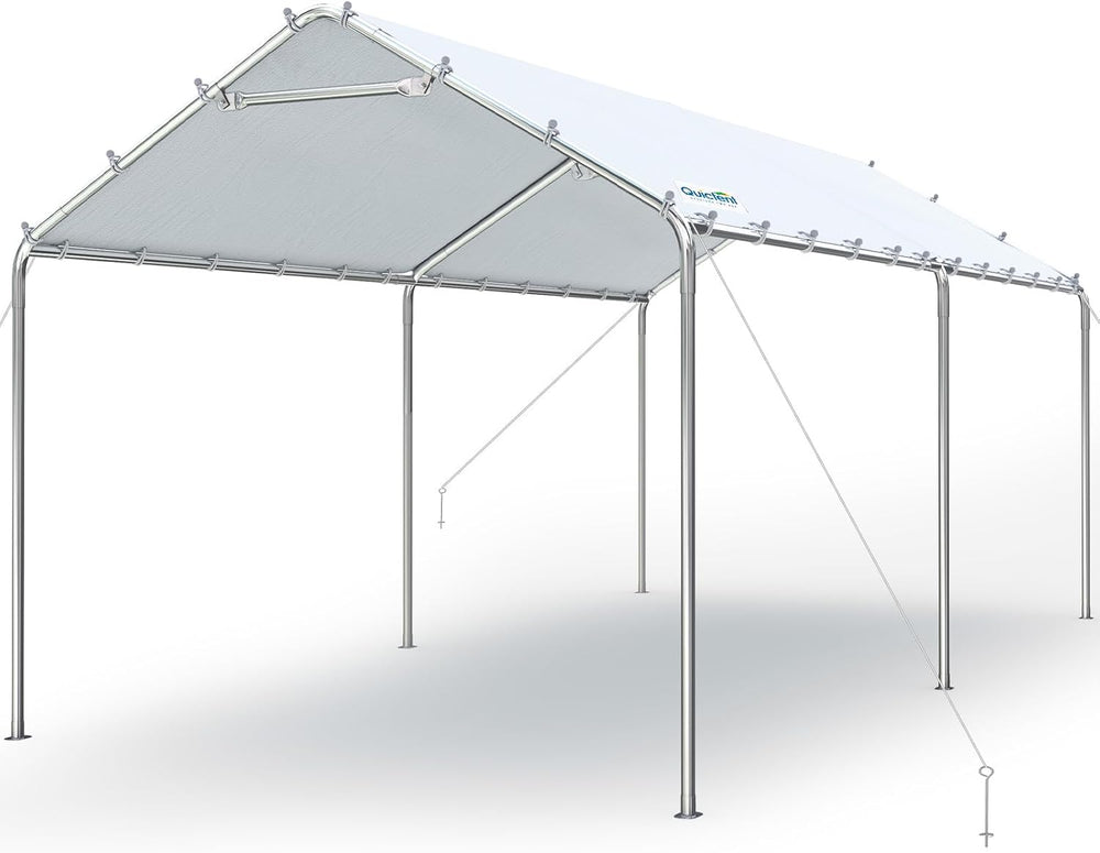 Quictent 10x20 ft Heavy Duty Carport Canopy Galvanized Car Tent Outdoor Garag...