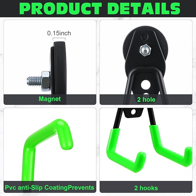 Landhoow Large Magnetic Hooks Heavy Duty Garage Magnet Hooks Strong Storage (...
