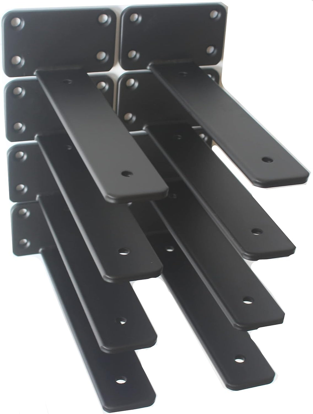 8 Pack - 8 inch Black Hidden L Shelf Bracket (1/5 Inch Thicked) Iron Floating...