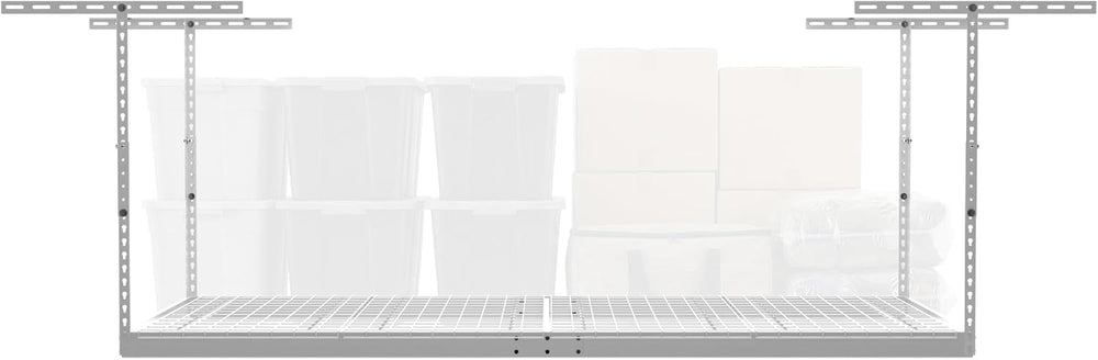 MonsterRax 4x8 Overhead Garage Storage Rack, White, 24"-45" Height