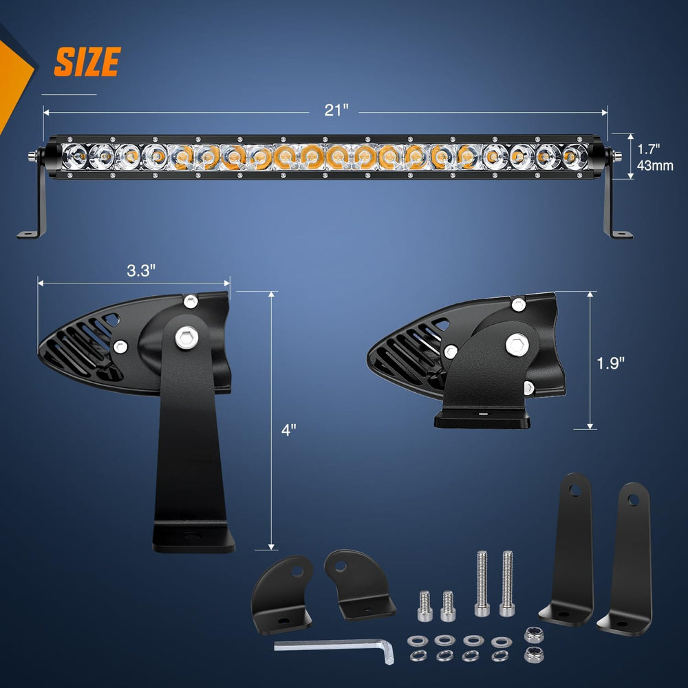 Nilight Led Light Bar Amber 21 Inch 100W Super Slim Spot Flood Combo Driving ...