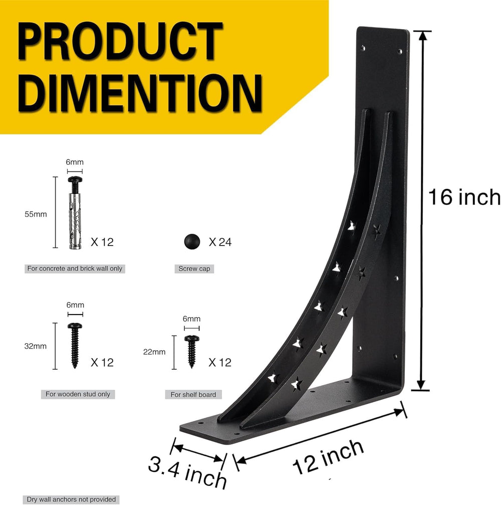 Heavy Duty Shelf Brackets,max Load 900 LBS,Premium Alloy Metal Mantel Bracket...