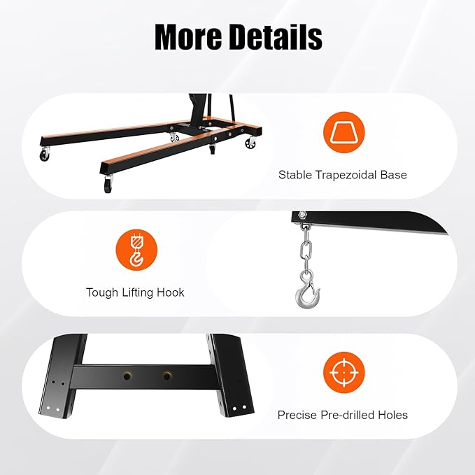 LOYALHEARTDY 2 Ton Hydraulic Engine Hoist, Folding Engine Lift