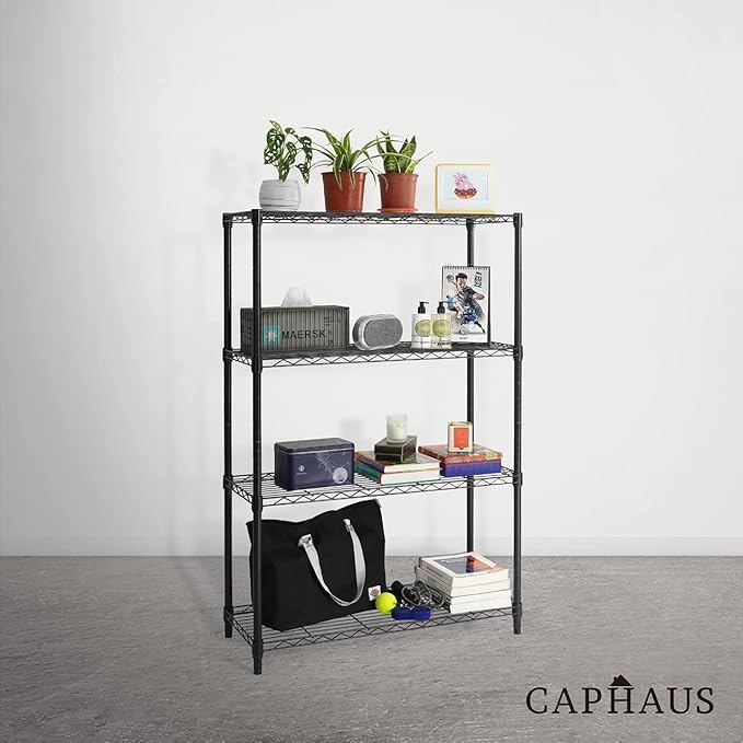 CAPHAUS 4-Tier Adjustable Height Wire Shelving Unit, Wire Rack Shelving