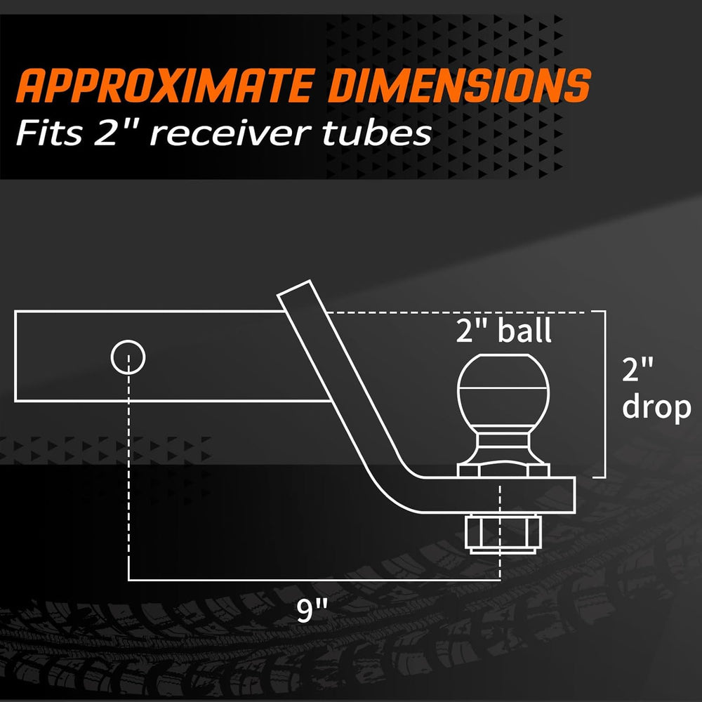 METOWARE Trailer Hitch Ball Mount 2" Drop Fits 2" Receiver, 6000Lbs...