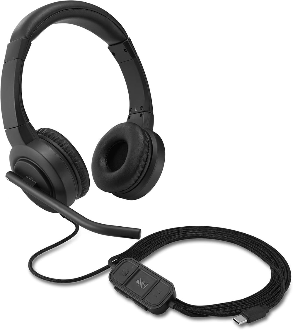 Kensington H1000 USB-C On-Ear Headset, 270° Rotating Noise-Canceling Microphone