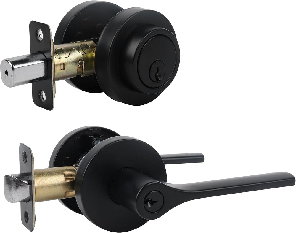Entry Door Locksets with Deadbolt, Exterior Door Knob with Deadbolt Set, Keye...