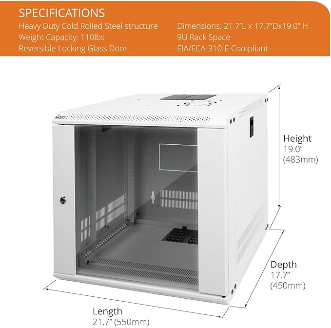 Tecmojo 9U Wall Mount Rack Network Cabinet