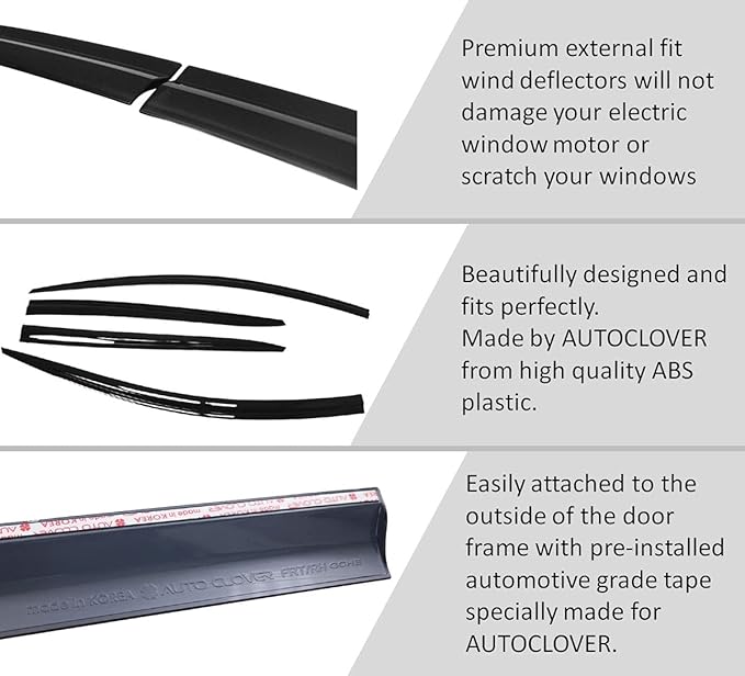 AUTOCLOVER Tape-On Rain Guards Window Visors 4 Pcs Set
