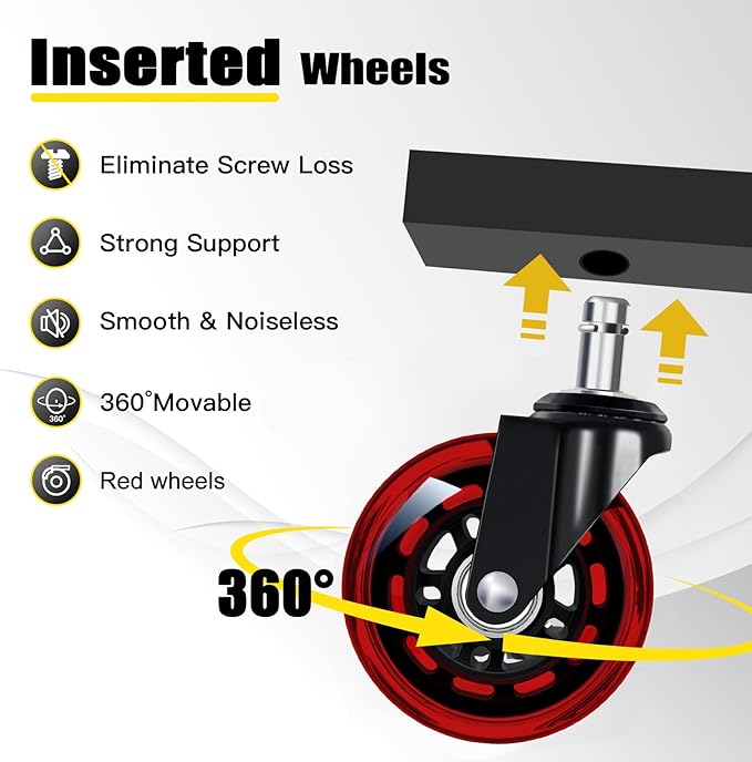 Rolling Stool with Red Wheels, Heavy Duty Garage Work Mechanic Rolling Shop