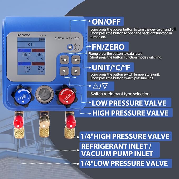 Digital Manifold Gauge Set, HVAC Pressure and Air Tightness Test Gauges