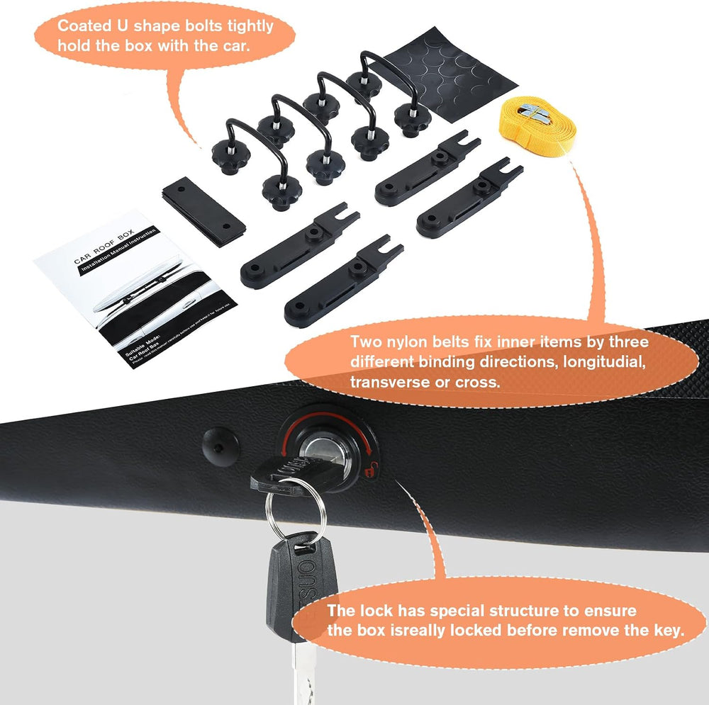 Rooftop Cargo Box, 13 Cubic Ft, for Family Travel and Road Trips, Black | 3D ...