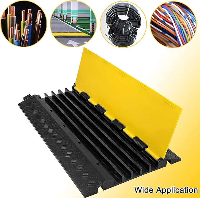 CXRCY Cable Ramp 1 Pack of 5 Channel PVC Rubber Cable Protector, 18000lbs