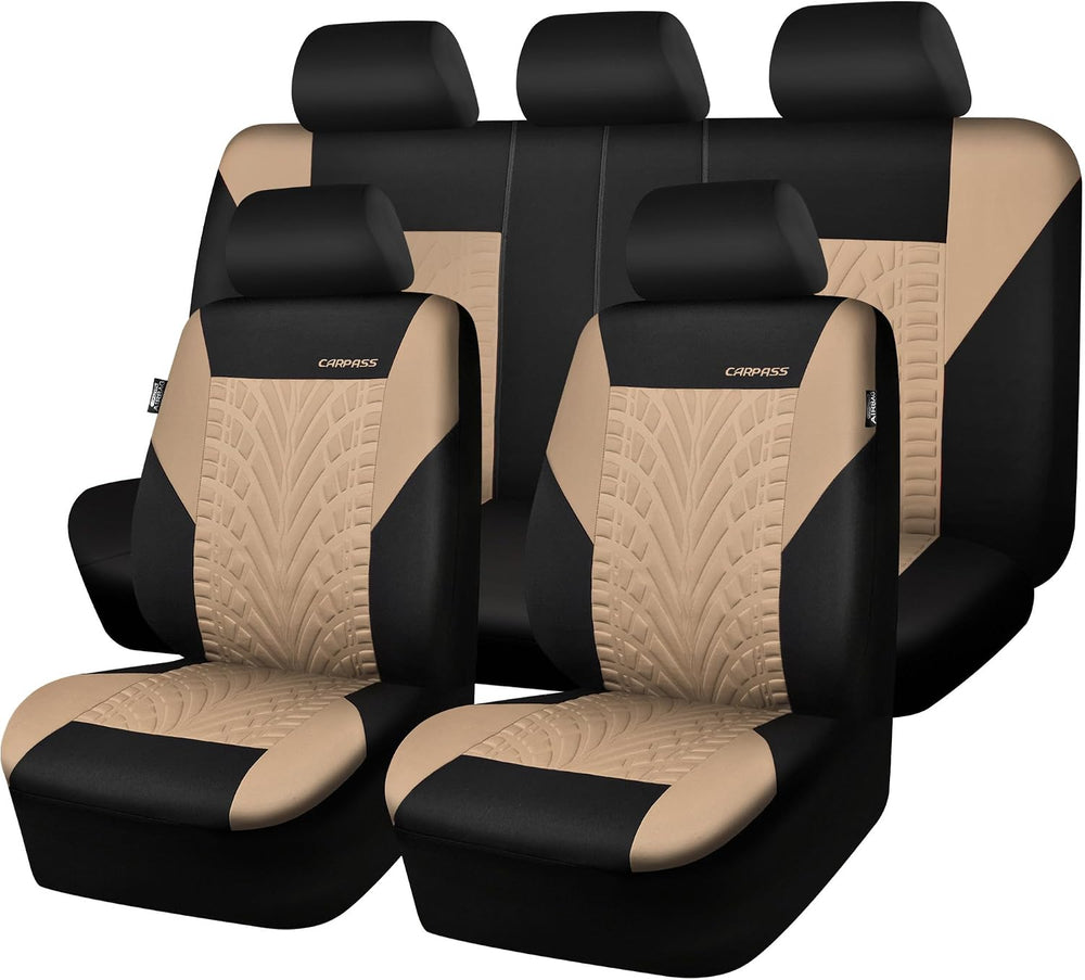 CAR PASS Car Seat Covers Full Sets, Front & Split Rear Bench for Car, 3D ...