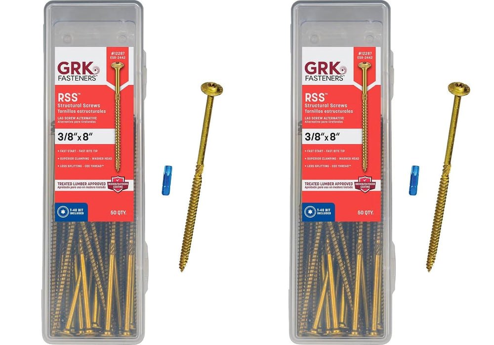 GRK 12287 3/8x8 Star Drive Washer Head Climatek Coated Steel RSS Rugged Struc...