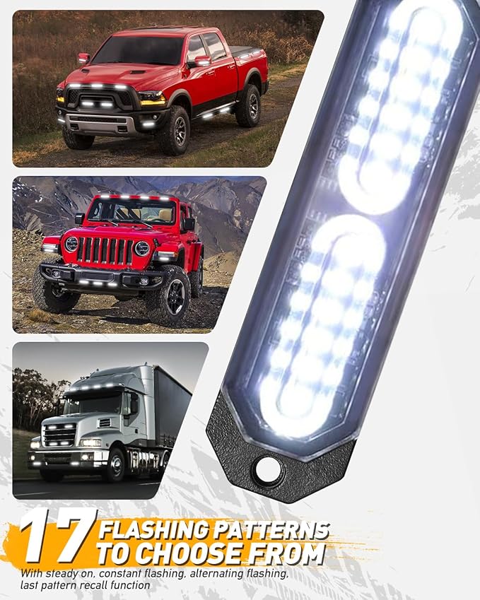 HLauto 1200T Emergency Strobe Grille Lights: 8pcs 12 LED Sync Feature Safety