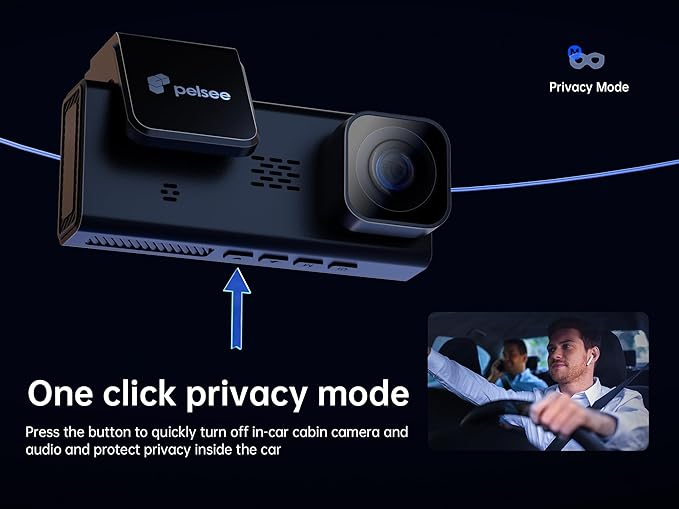 Pelsee 4K 3 Channel Dash Cam Front and Rear Inside, Dash Camera