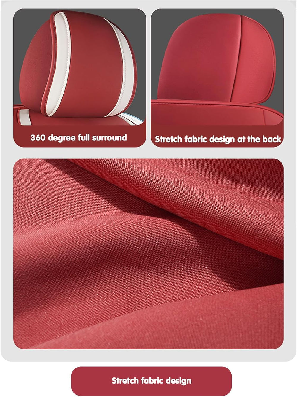 Cute Bunny Seat Cover 5 Set with Waterproof PU Leather for Cars SUV Pick-up T...
