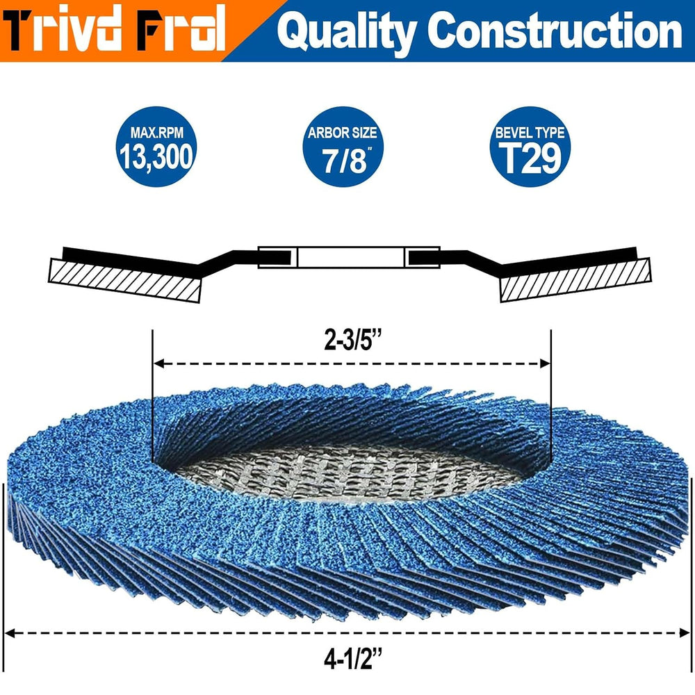 40 Pack Flap Discs 4 1/2 for Angle Grinder Sanding Disc - Trivd Frol 40/60/80...