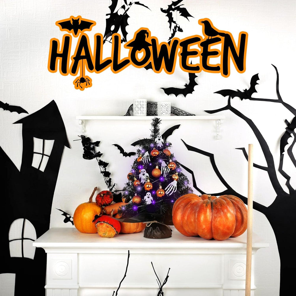 20" Mini Halloween Tree Black Tree Artificial Mini Halloween Tree with P...