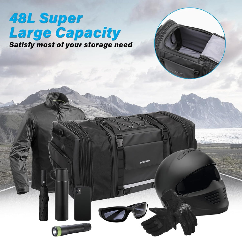 MOSISO Motorcycle Tail Bag with Expandable Capacity 32L-48L, Motorcycle Rear ...