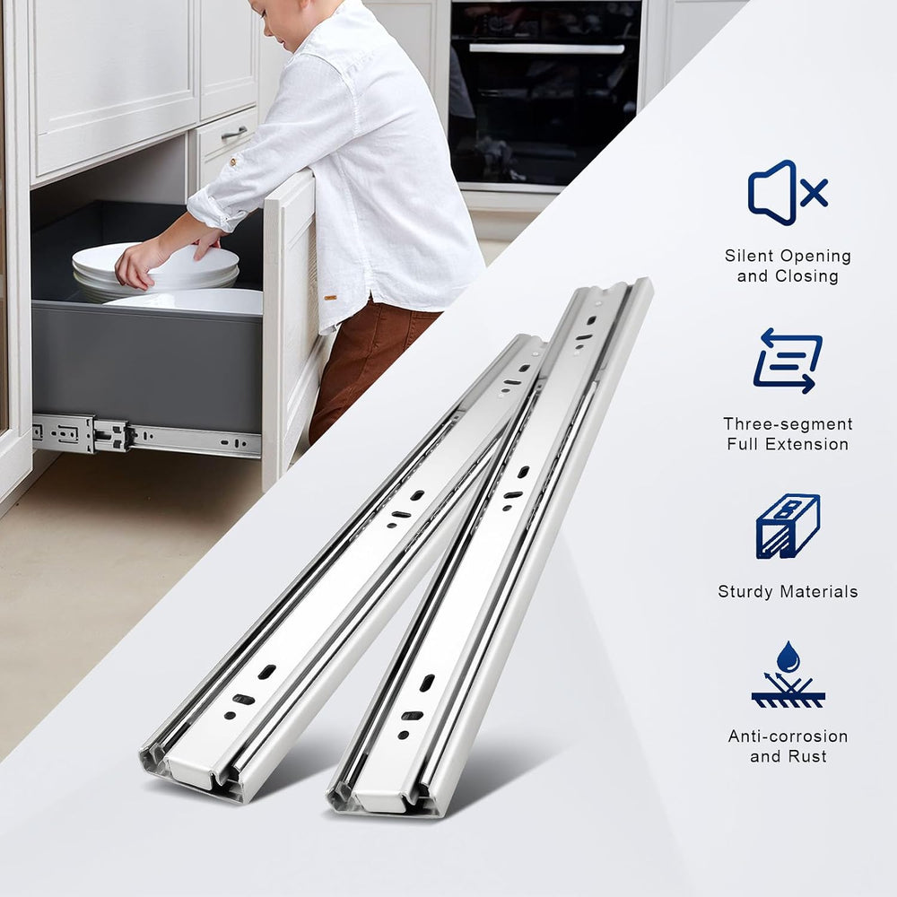Probrico 10 Pairs 22 Inch Soft Close Drawer Slides, Ball Bearing Full Extensi...