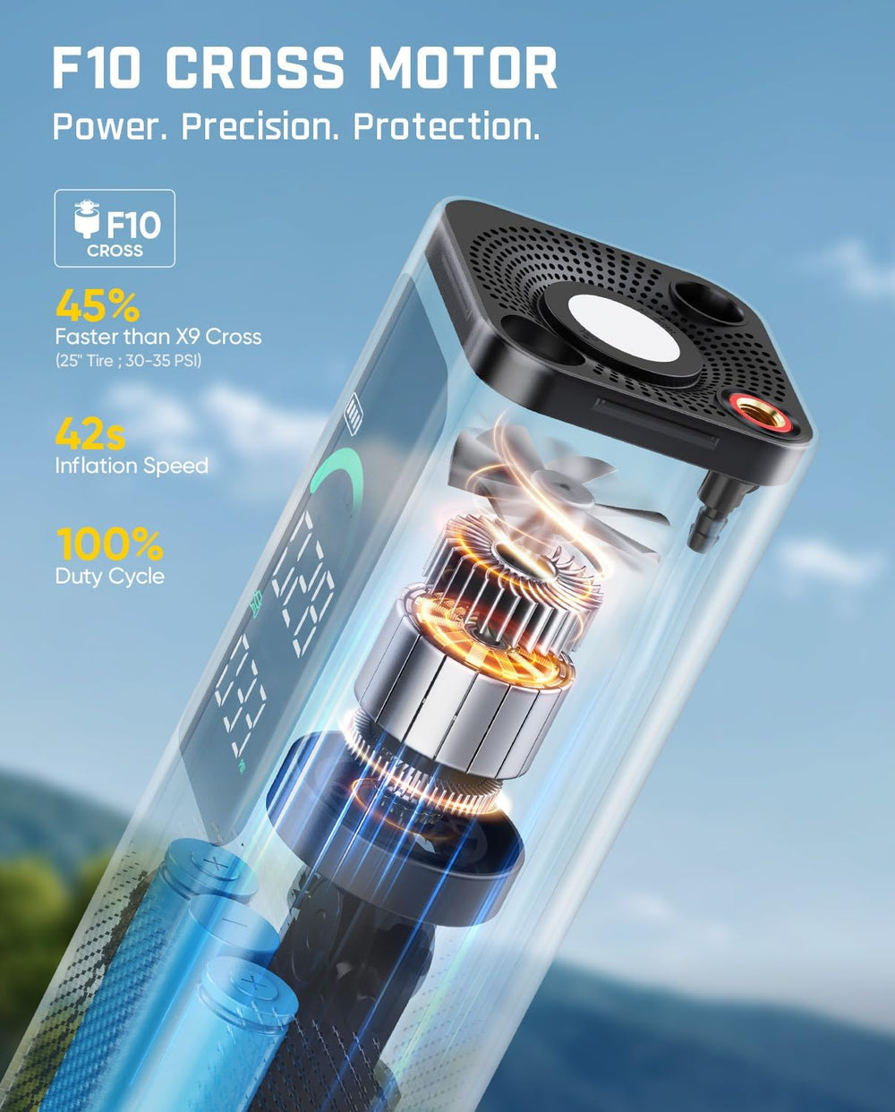 Fanttik X10 Cross Tire Inflator/Blower 2-in-1, 150PSI Cordless Air Pump