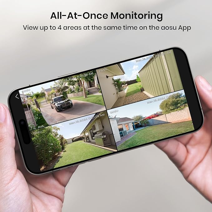 AOSU Security Cameras Outdoor Wireless, 2 Cam-Kit, No Subscription,