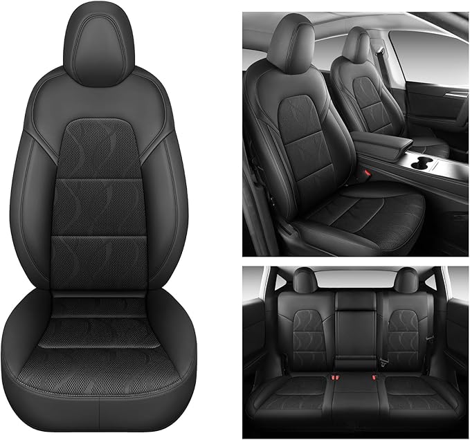 Tesla Model Y Seat Cover Full Set, Faux Leather Tesla Car Seat Cover, Perfect