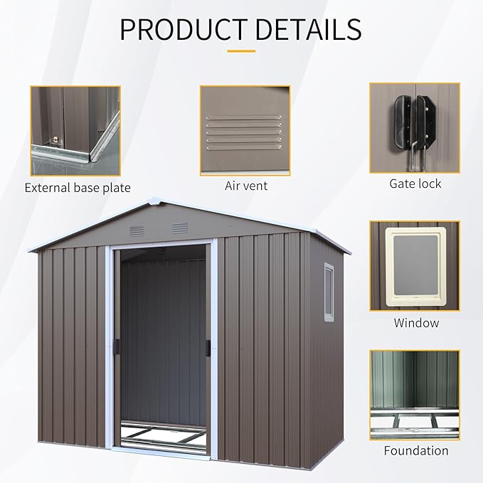 4x8 FT Outdoor Storage Shed, Metal Garden Shed