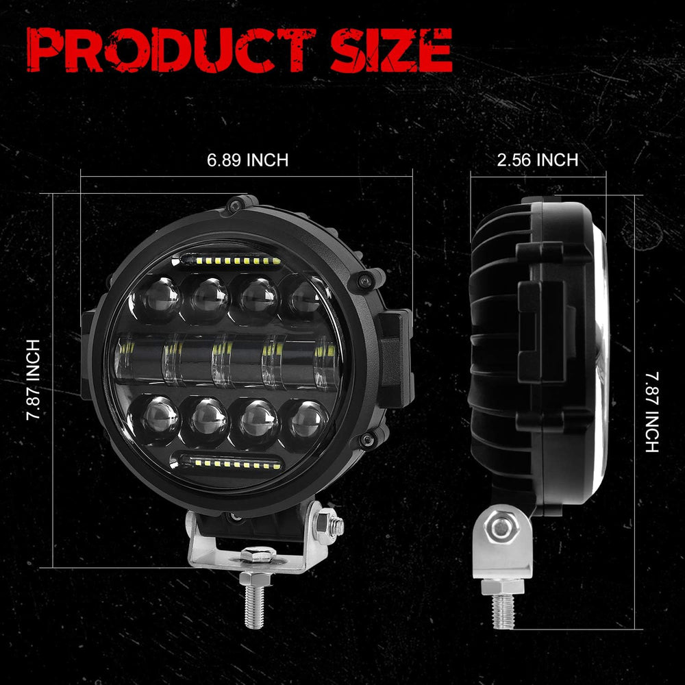BESTZHEYU 2PCS 7 Inch Round LED Off Road Working Lights 60W