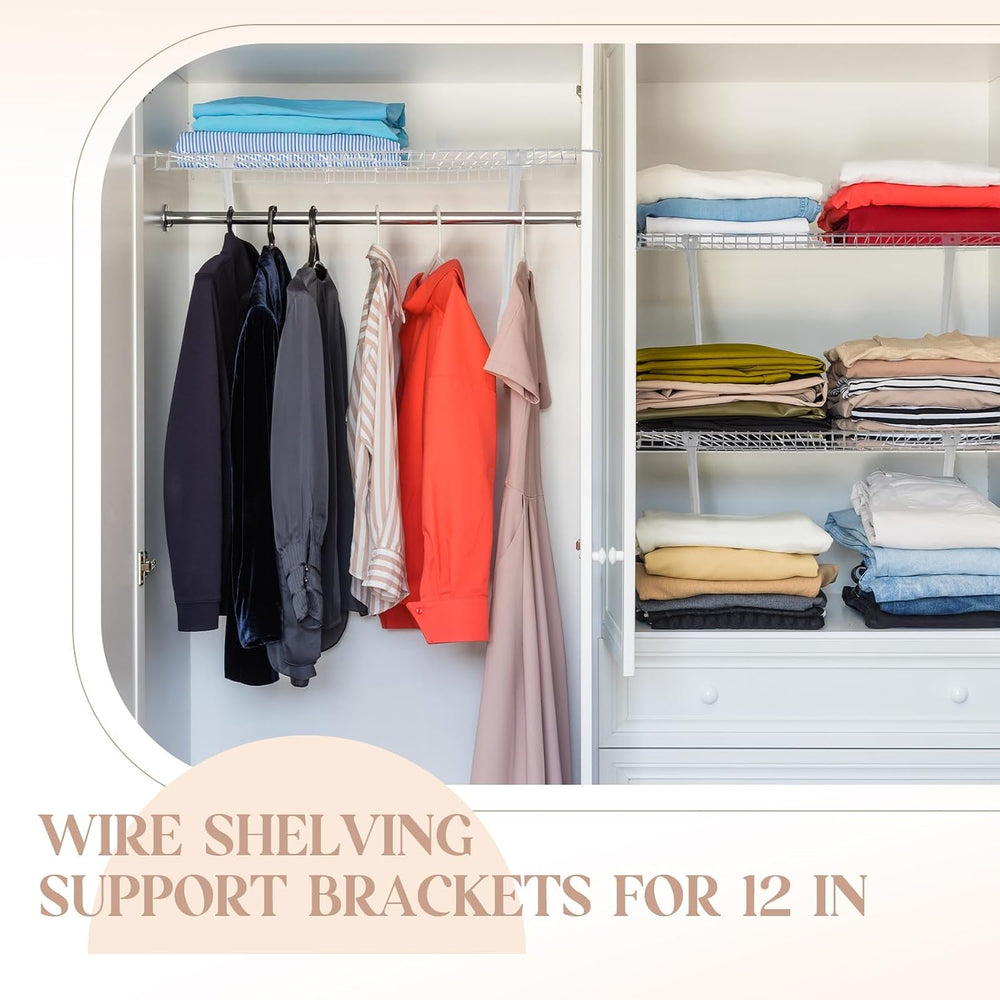 16 Pcs Support Brackets for 12in Wide Shelving Wire Wire Shelf Brackets Close...