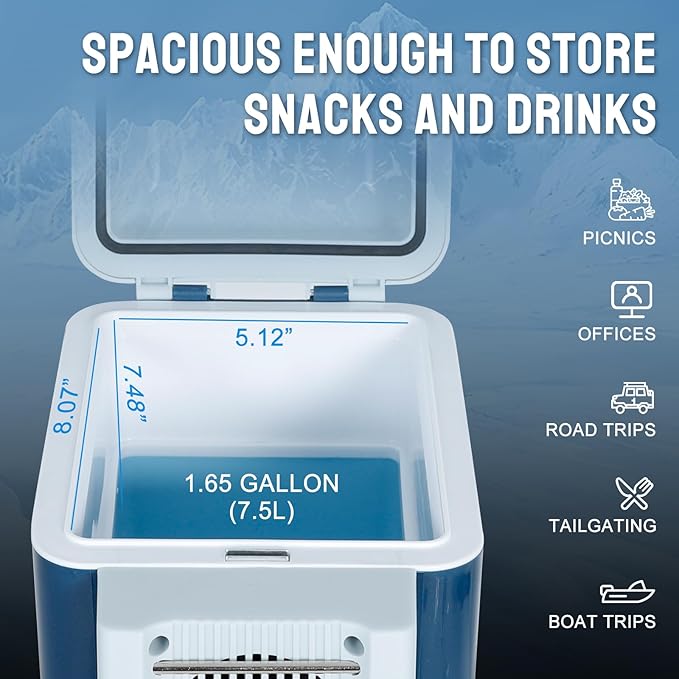 CAYNEL 12V 7.5 Quart Personal Thermoelectric, 7.5 Liter Capacity, Portable