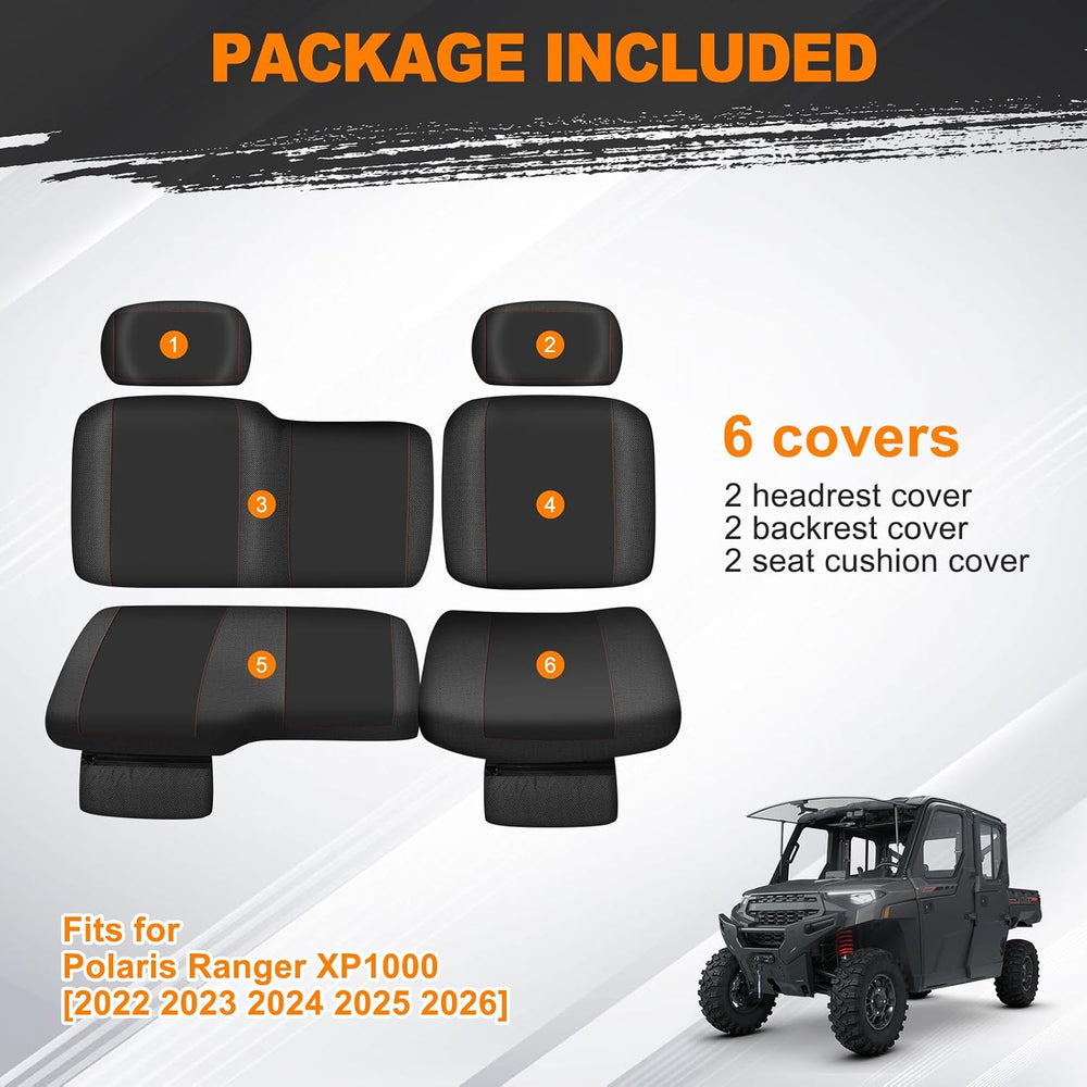 BORDAN Waterproof UTV Seat Cover with Wingback for 2022-2026 Polaris Ranger X...