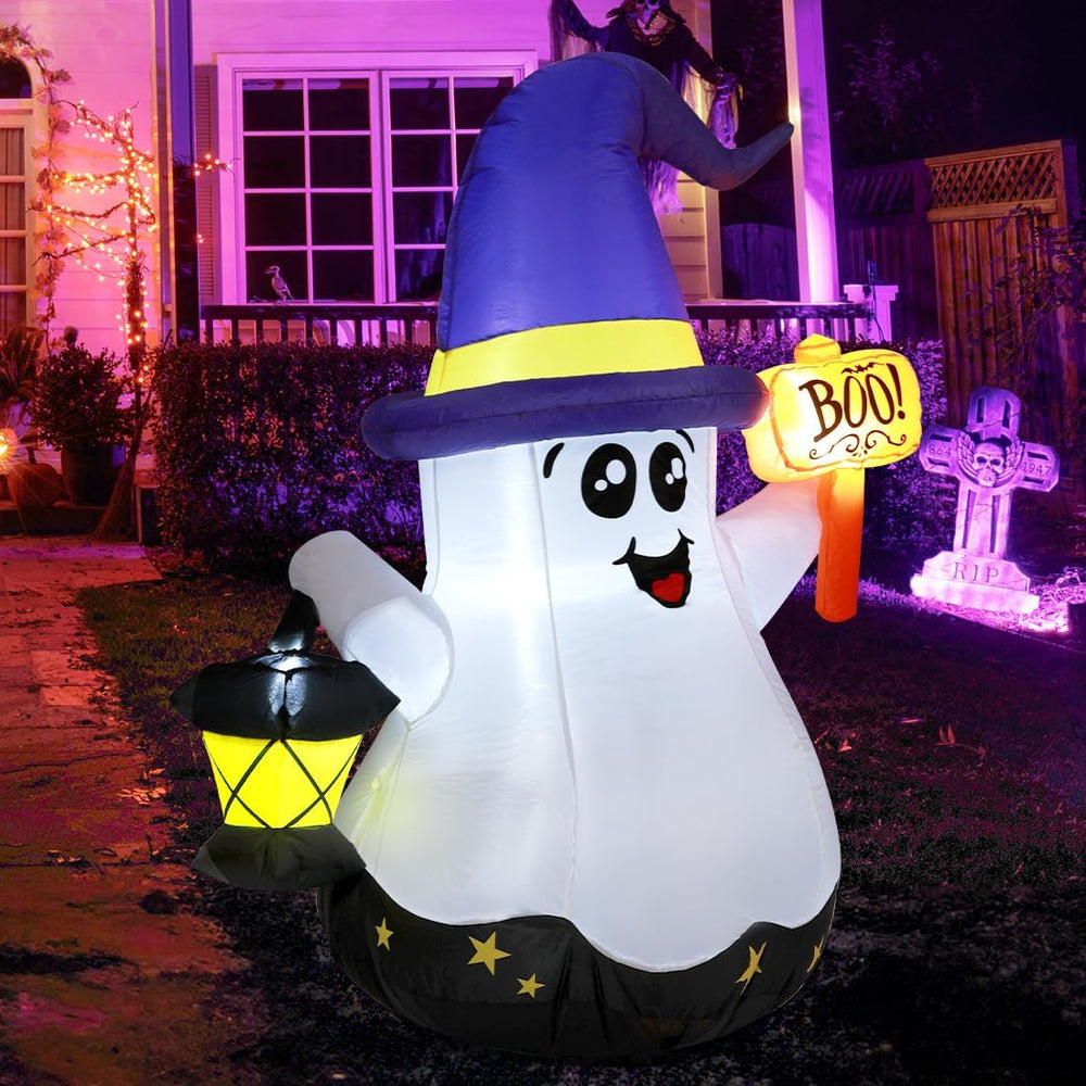 GOOSH 5 FT Halloween Inflatables Ghost Outdoor Decorations Blow Up Yard Cute ...